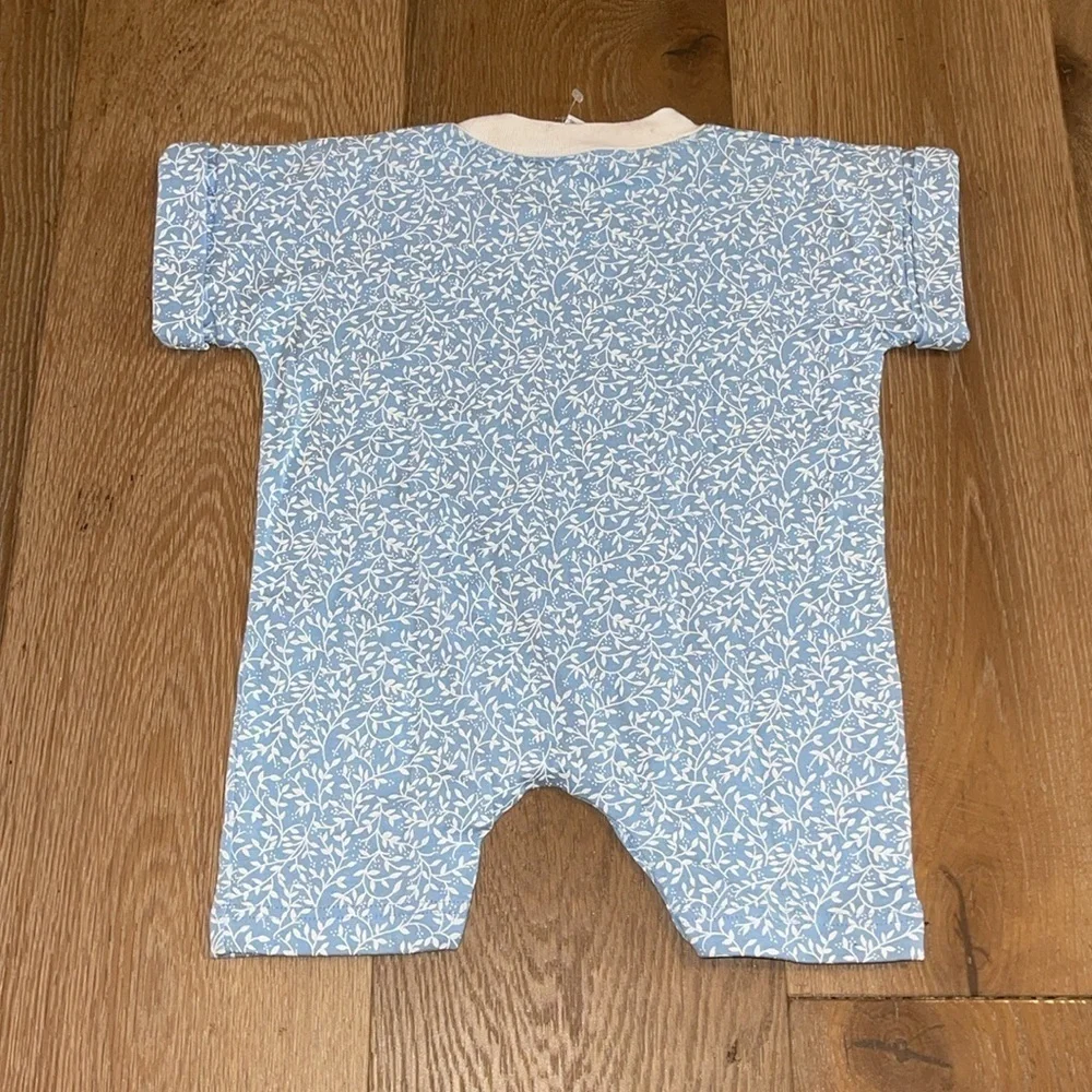New vintage baby steps 6 month Blue Floral Kids One Piece romper bubble